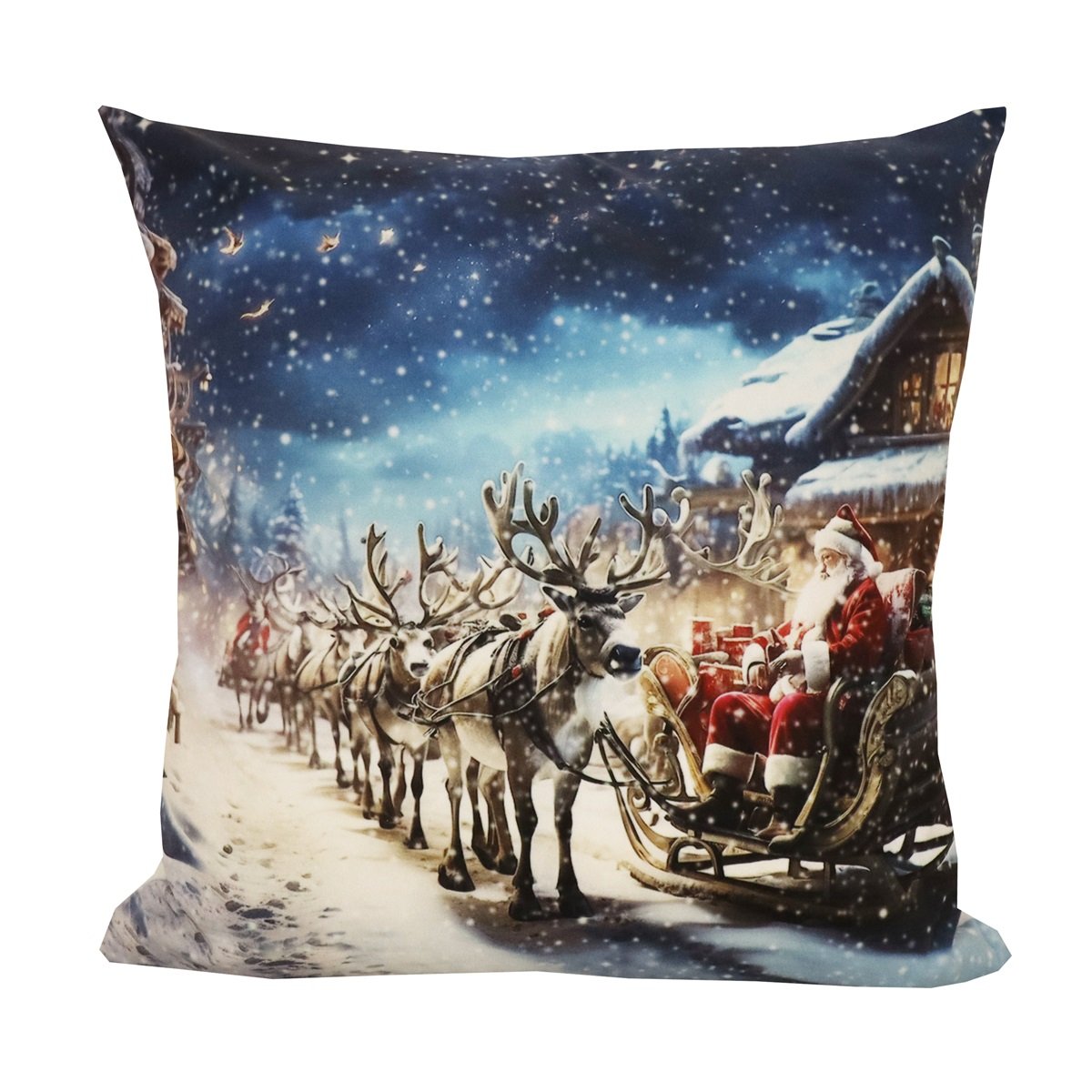 Samettityyny Joulupukin reki 45x45cm