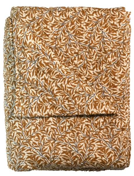 Tikattu torkkupeitto 140x180cm Pikkulehdet - ruskea